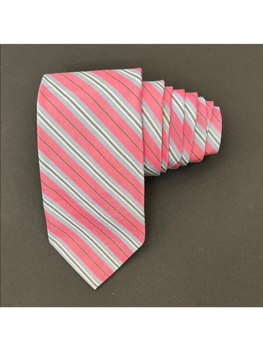 Hickey Freeman Pink Striped Men's Tie, 100% Silk, Office to Special Occasion